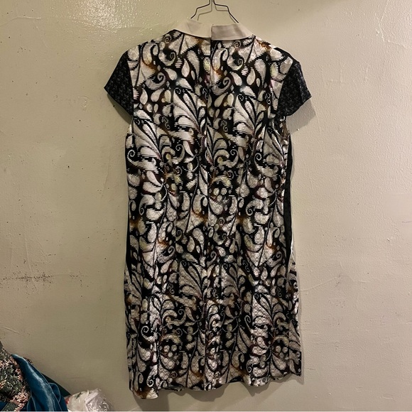 Peter Pilotto Black White Collared Geometric Mini Dress 6 - Picture 2 of 6